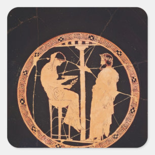 Athener Rot-Figur-Kylix mit Aegeus Quadratischer Aufkleber