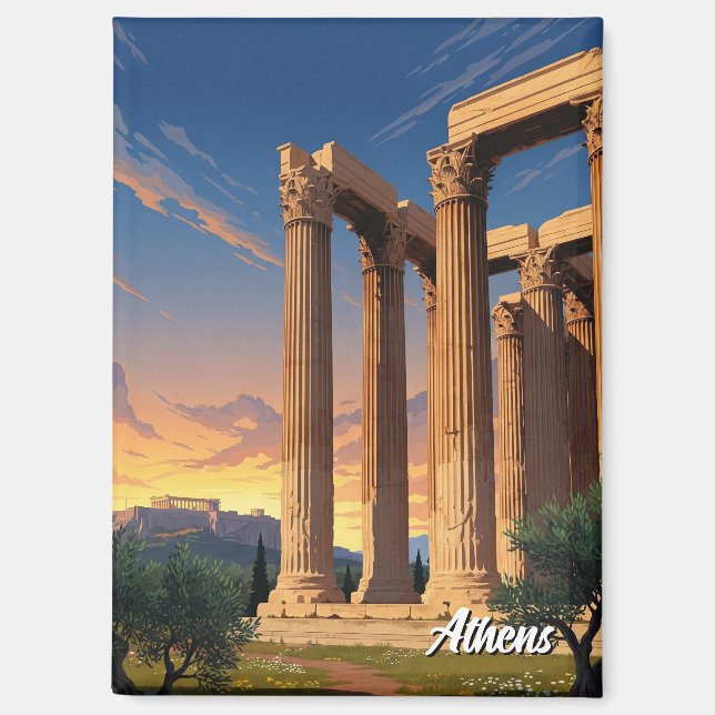 Athener Tempel Olympian Zeus Griechenland Reisen Magnet (Vorderseite)