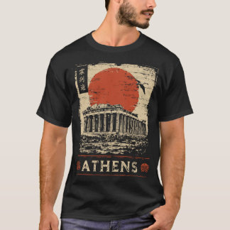 Athens Acropolis Sumi-e Classic Tempel Art T-Shirt