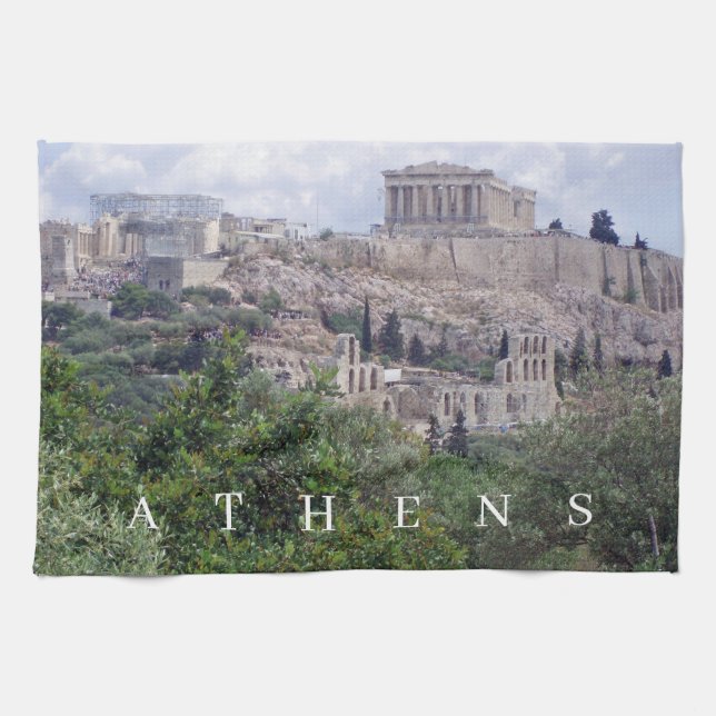 Athens Acropolis View Teetuch Geschirrtuch (Horizontal)