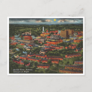 Athens, Georgia Vintage Luftbild bei Nacht Postkarte