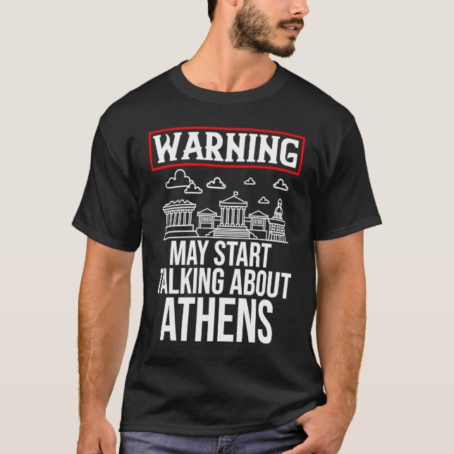 Athens Greece City Skyline Map Travel 1 T-Shirt (Vorderseite)