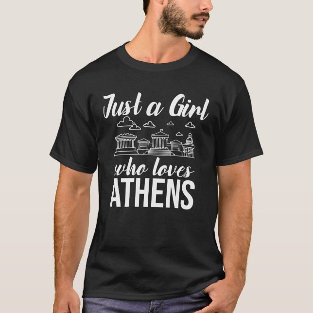 Athens Greece City Skyline Map Travel T-Shirt (Vorderseite)