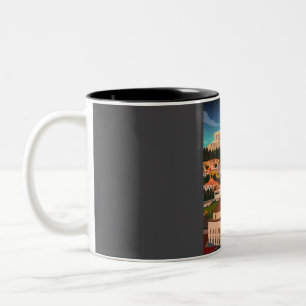 Athens Greece Travel Poster at Night Zweifarbige Tasse