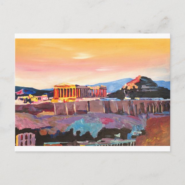 Athens Griechenland Akropolis bei Sonnenuntergang Postkarte (Vorderseite)