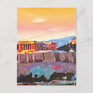 Athens Griechenland Akropolis bei Sonnenuntergang Postkarte