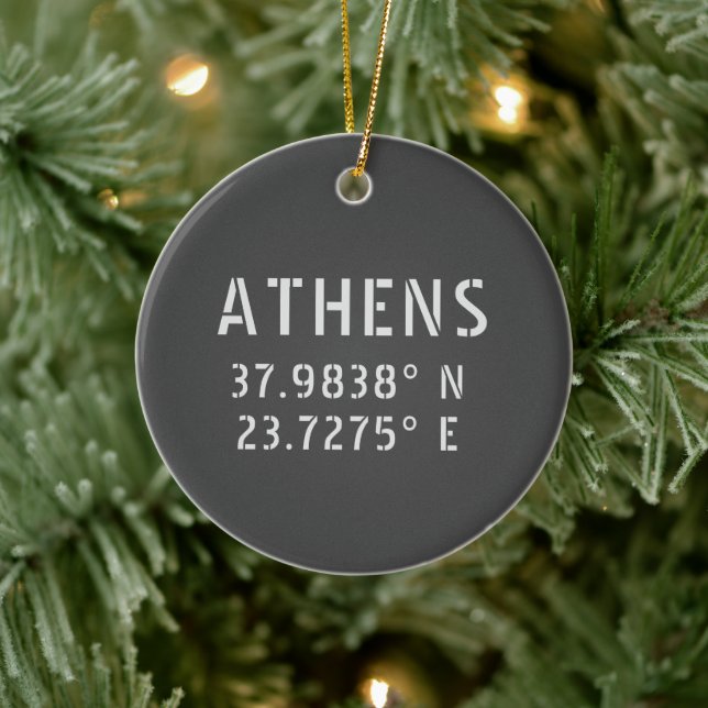 Athens Griechenland Breitengrad Keramik Ornament (Baum)