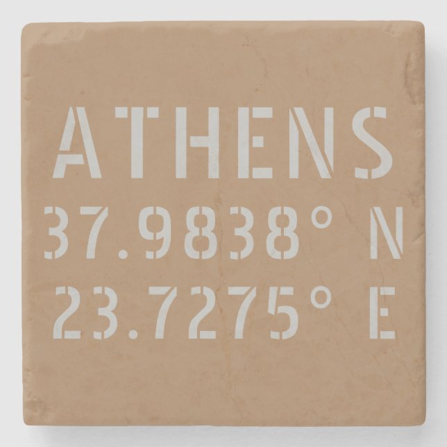 Athens Griechenland Breitengrad Steinuntersetzer (Vorderseite)