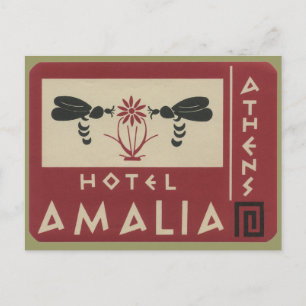 Athens Griechenland Hotel Amalia Vintage Reisesieg Postkarte