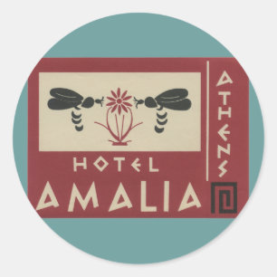 Athens Griechenland Hotel Amalia Vintage Reisesieg Runder Aufkleber