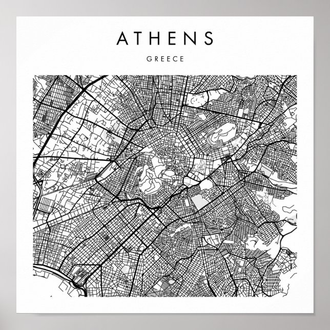 Athens Griechenland Minimal Modern Street Map Poster (Vorne)