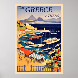 Athens, Griechenland Vintage Travel Poster