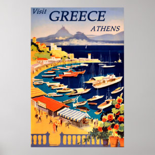 Athens, Griechenland Vintage Travel Poster