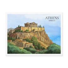 Athens Griechenland Wasserfarbenpostkarte | Histor