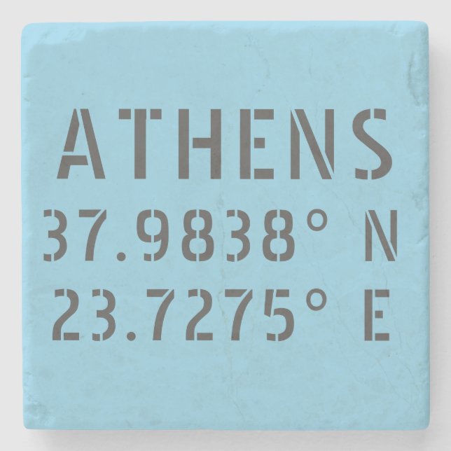 Athens Latitude Longitude Steinuntersetzer (Vorderseite)