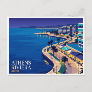 Athens Riviera bei Nacht Griechenland Postkarte