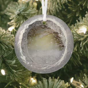 Äthereal 3D Aussehen Winter Szene Ornament Aus Glas