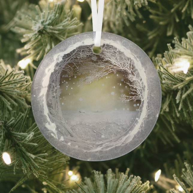 Äthereal 3D Aussehen Winter Szene Ornament Aus Glas (InSitu)