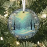 Äthereal 3D Aussehen Winter Szene Ornament Aus Glas<br><div class="desc">Ein schönes 3D-Look-Bild einer Winterszene strahlt und reflektiert Ihre Lichter und ergänzt Ihren Weihnachtsbaum und die Erholung Ihrer Zuhause. Schöne Farben.</div>