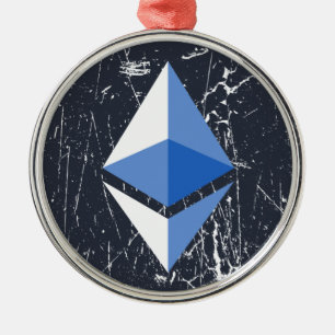 äthereum Symbol grunge Kryptowährungsgeld Ornament Aus Metall