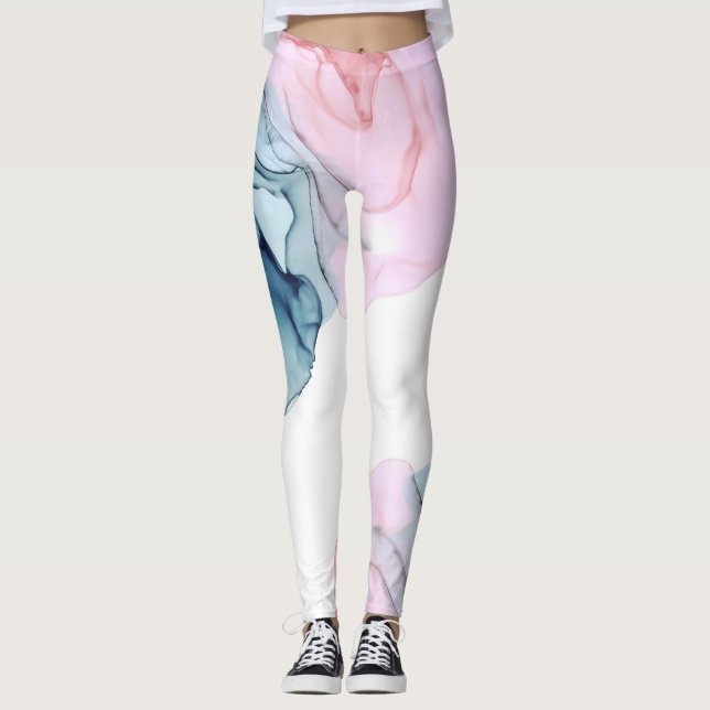 Ätherisch Aquamarin rosa Lila Inky Moderner Glamou Leggings (Vorderseite)