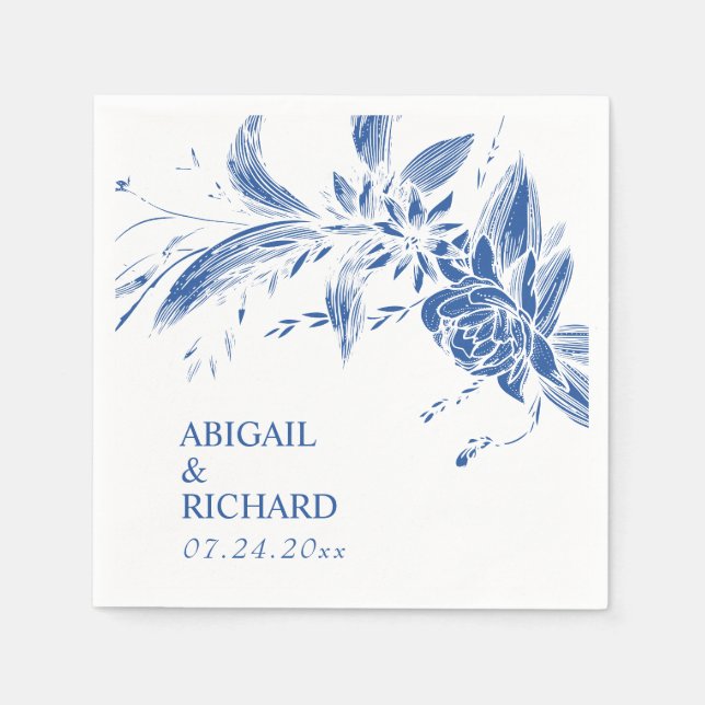 Ätherisch-blaue Blume Hochzeit Serviette (Vorderseite)