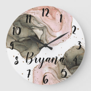 Ätherisch melancholisch rosa schwarzes goldenes ti große wanduhr