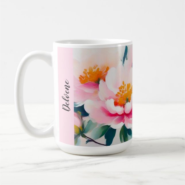 Ätherisch-rosa Peonies Kaffeetasse (Links)