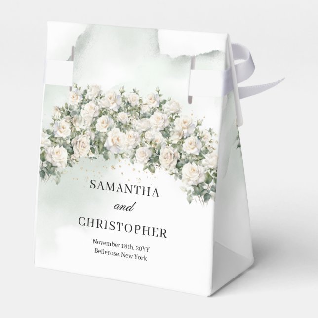 Ätherisch-weiße Rosenkranzgewächse Goldhochzeit Geschenkschachtel (Rückseite)