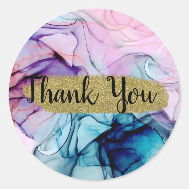 Ätherische Aquamarin rosa Lila Glamour Hochzeit Runder Aufkleber (Vorderseite)