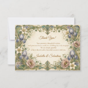 Ätherische Art Nouveau Botanische Romantik-Hochzei Dankeskarte