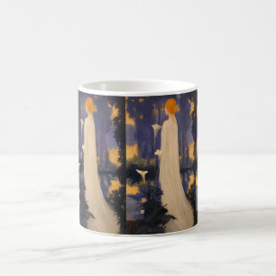 Ätherische Art Nouveau-Frau bei mondbeschienenen C Kaffeetasse