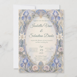 Ätherische Art Nouveau Iris Romantische Hochzeit Einladung