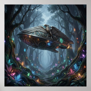 Ätherische biolumineszente Flora und souveränes Ko Poster