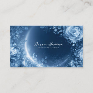 Ätherische Blaue Rosen Blumen Glühende Kosmische N Visitenkarte
