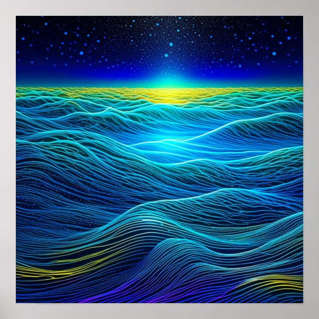 Ätherische blaue Waves und Meeressonnenuntergänge Poster (Vorne)