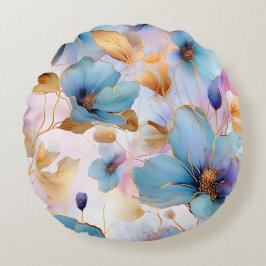Ätherische Blüten in weichen Pastellen Alkohol Tin Rundes Kissen