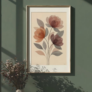 Ätherische Blüten: Mute Wasserfarben Blumendruck Poster