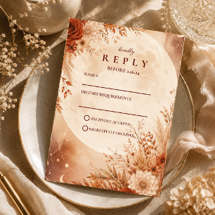 Ätherische Boho-Herbsthochzeit RSVP Karte