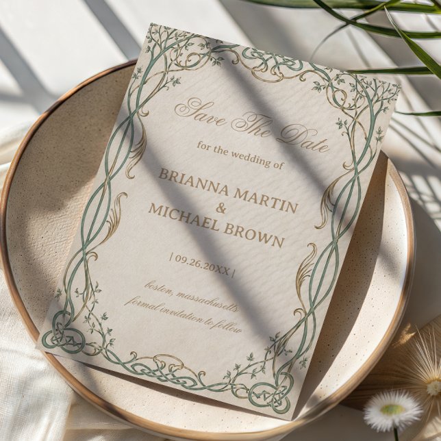 Ätherische botanische Filigran-Keltik Save The Date (Von Creator hochgeladen)