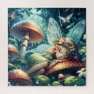 Ätherische Fee, die auf einem Pilz schläft Puzzle