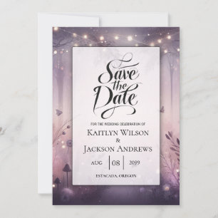 Ätherische Feenlichter Waldhochzeit Save The Date
