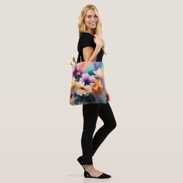 Ätherische florale Wasserfarben-Kunst-Tasche (Am Model)