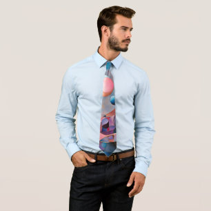 Ätherische Geometrie: Retro Blues Pinks Glaseffekt Krawatte