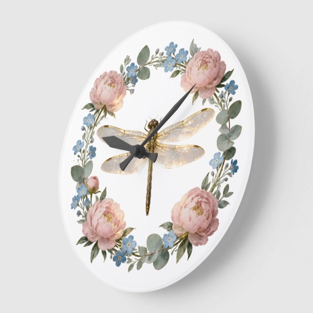 Ätherische Glühende Libellen-Kunst Große Wanduhr (Winkel)