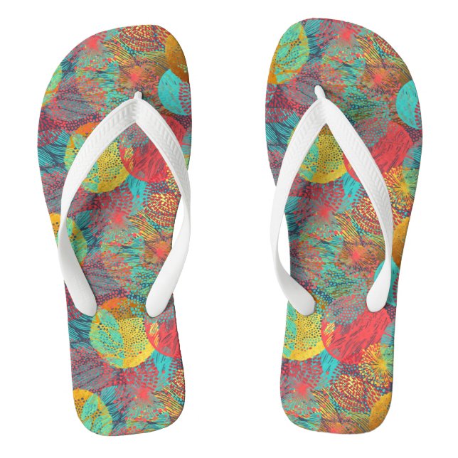 Ätherische goldene Blüten - Nahtlose Blumenharmoni Flip Flops (Fußbett)