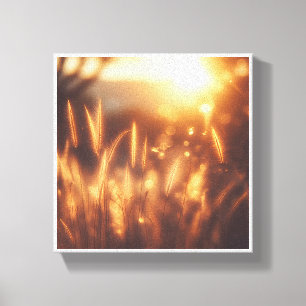 Ätherische goldene Sonnenuntergangswiese - Warme S Leinwanddruck
