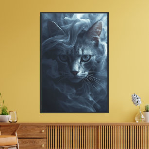 Ätherische Katze in Rauch und Nebel – Mystisch Leinwanddruck