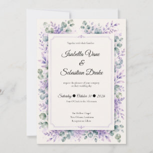 Ätherische Lavendel-Blumenhochzeit Einladung