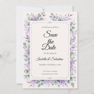 Ätherische Lavendel-Blumenhochzeit Save The Date
